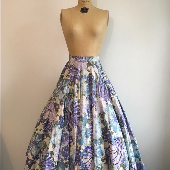 Vintage 1950’s Wilroy Rose Print Circle Skirt - Picture 3 of 8